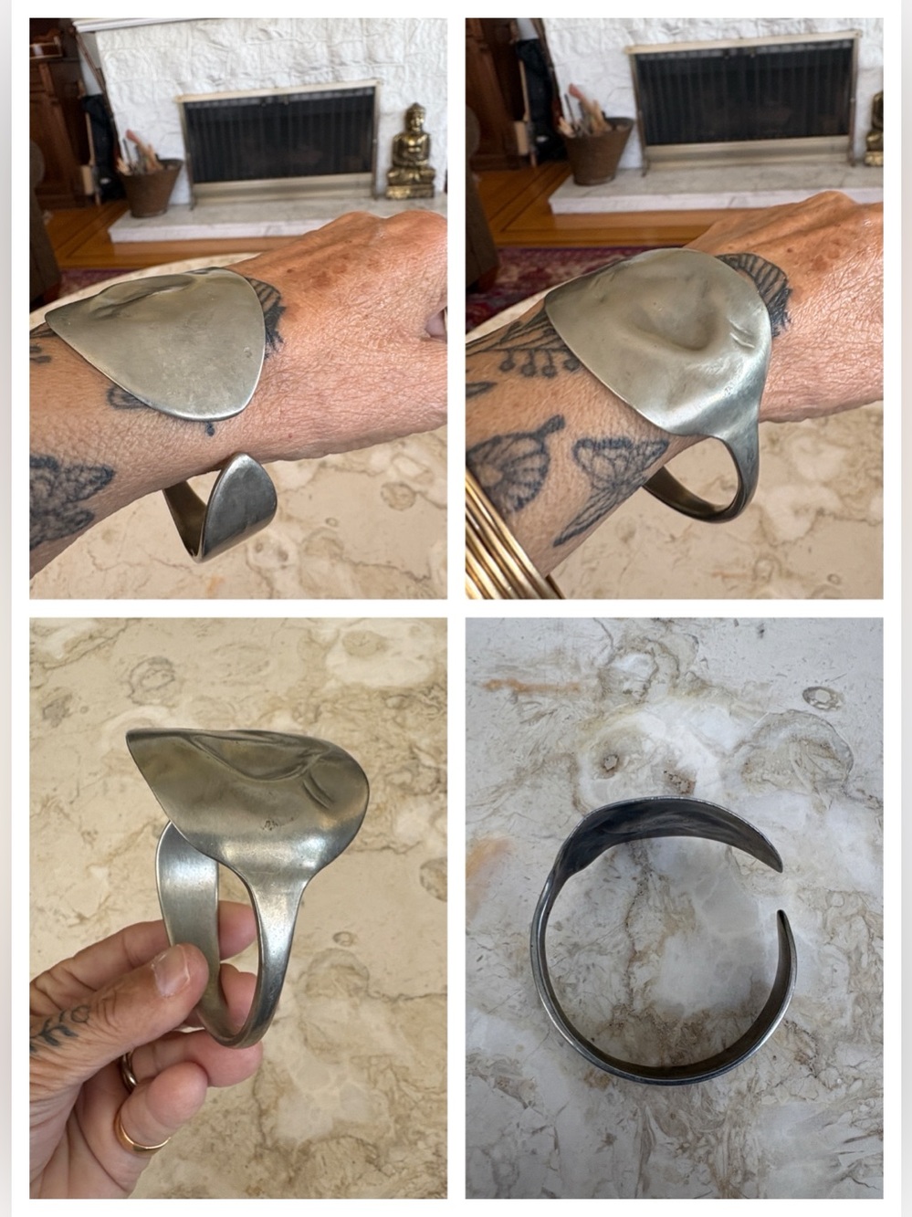 Handcrafted Repurposed Spoon Cuff Bracelet Artisan Upcycled Silverware Statement